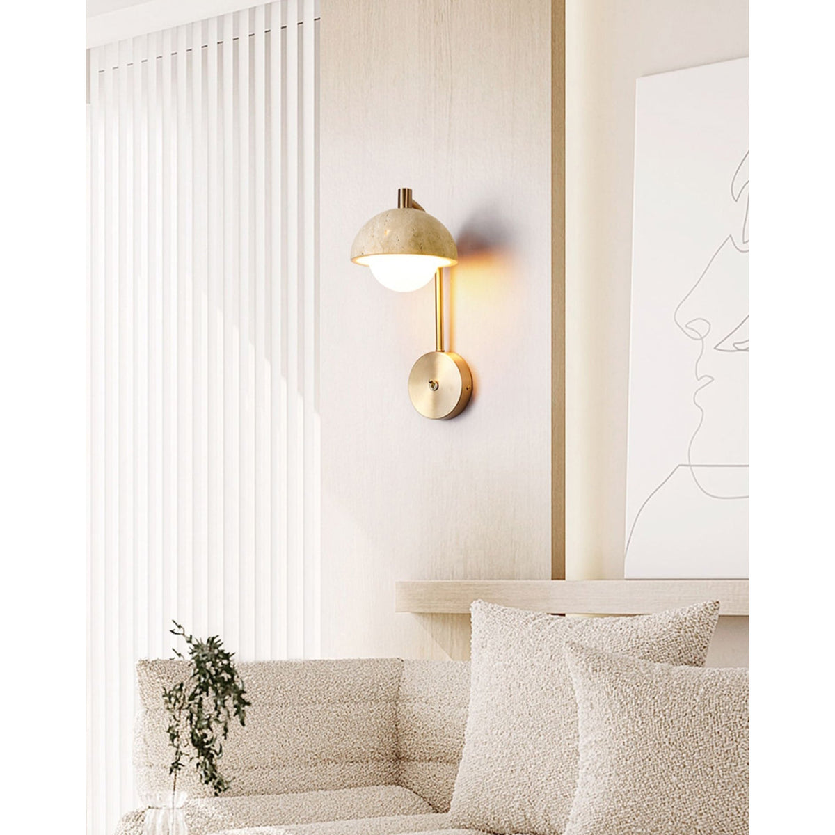 Valelaine wandlamp met travertin