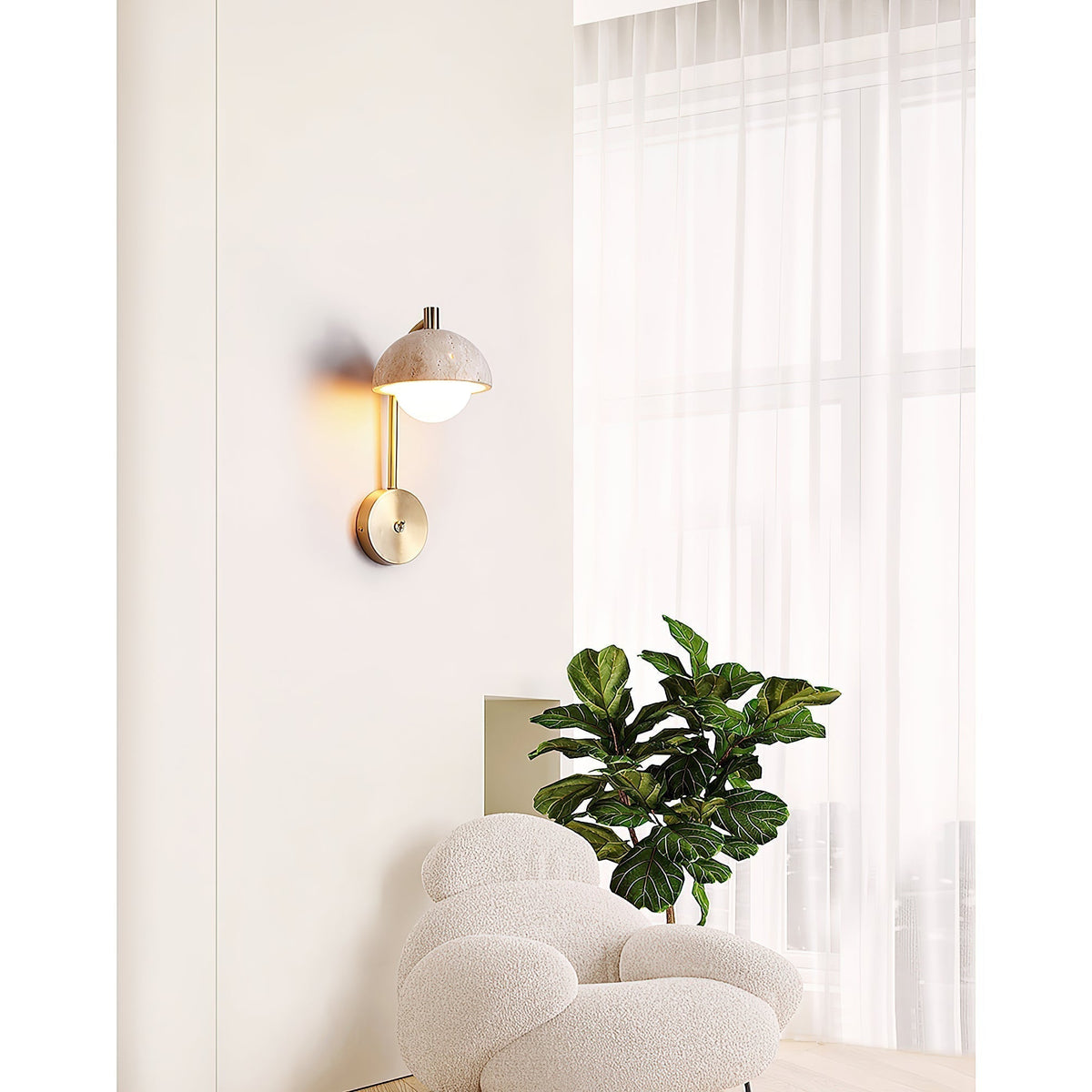 Valelaine wandlamp met travertin