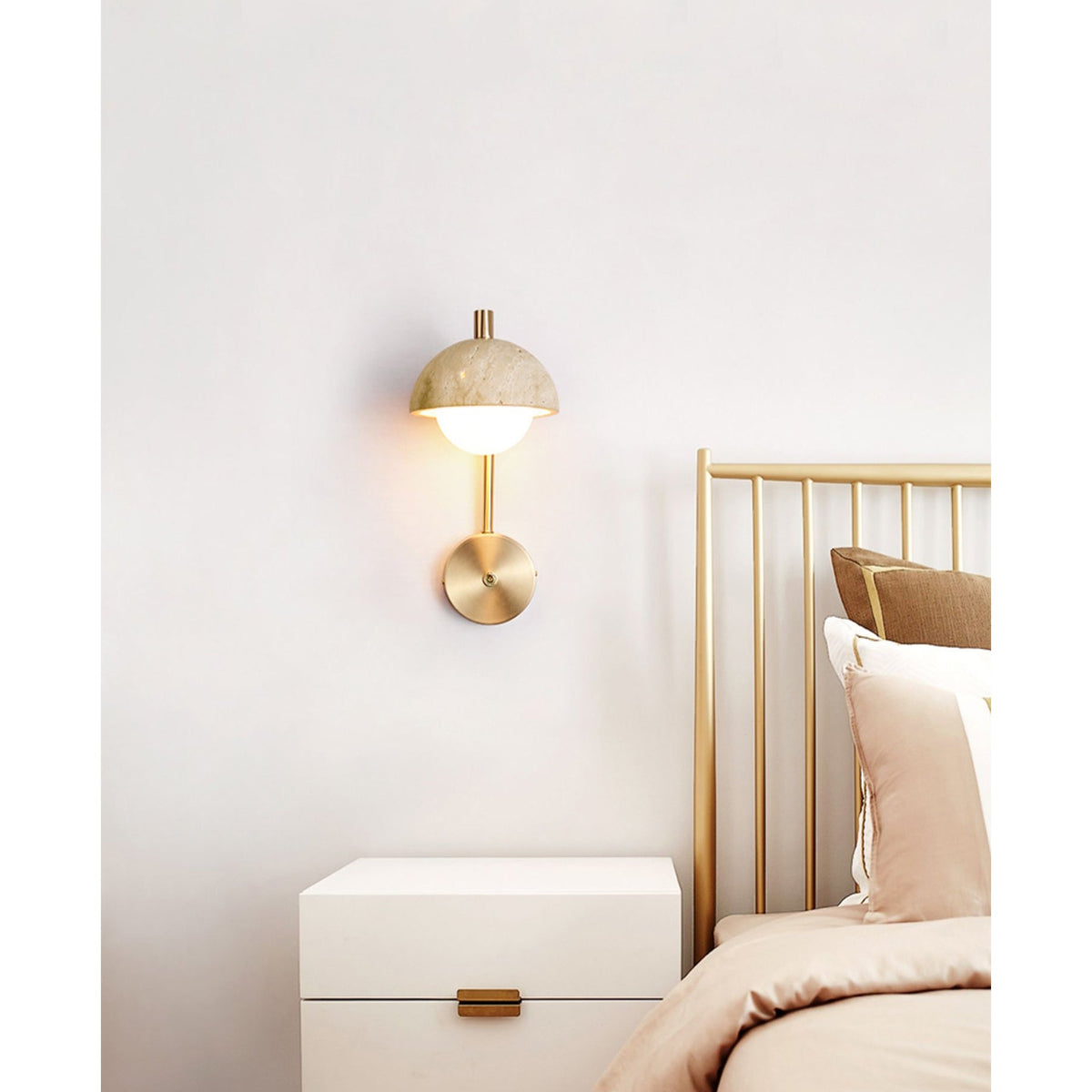 Valelaine wandlamp met travertin
