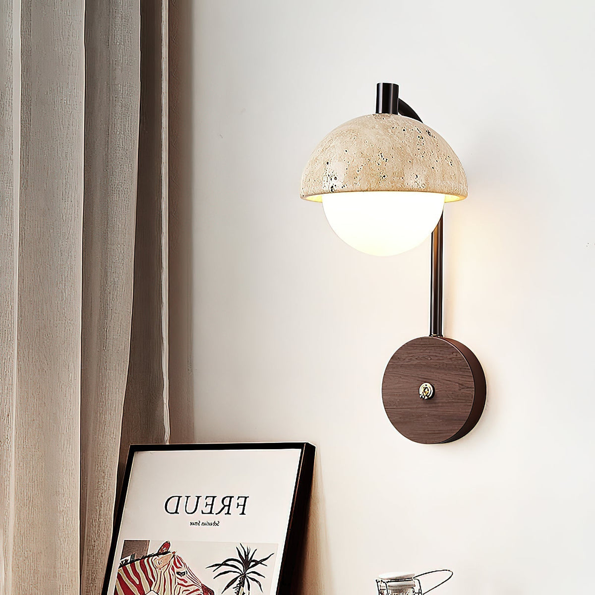 Valelaine wandlamp met travertin
