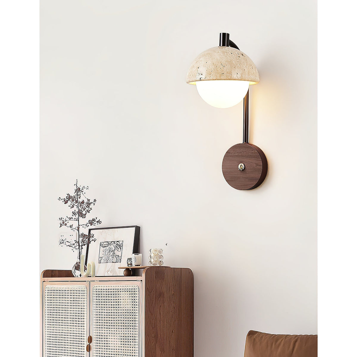 Valelaine wandlamp met travertin