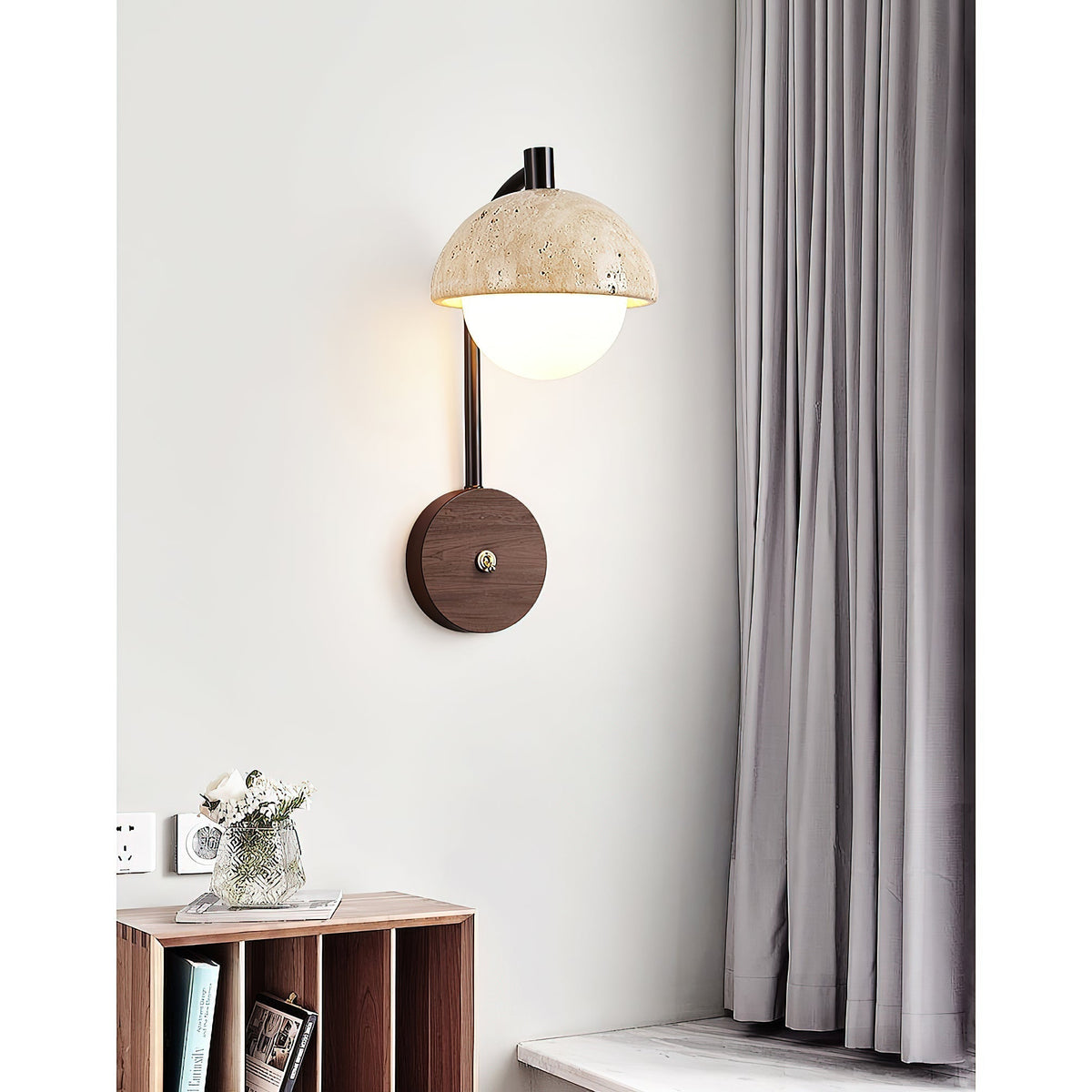 Valelaine wandlamp met travertin