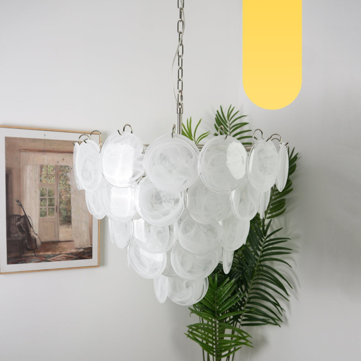 Veloelle Kroonluchter Wit Murano-glas Schijf Hedendaags