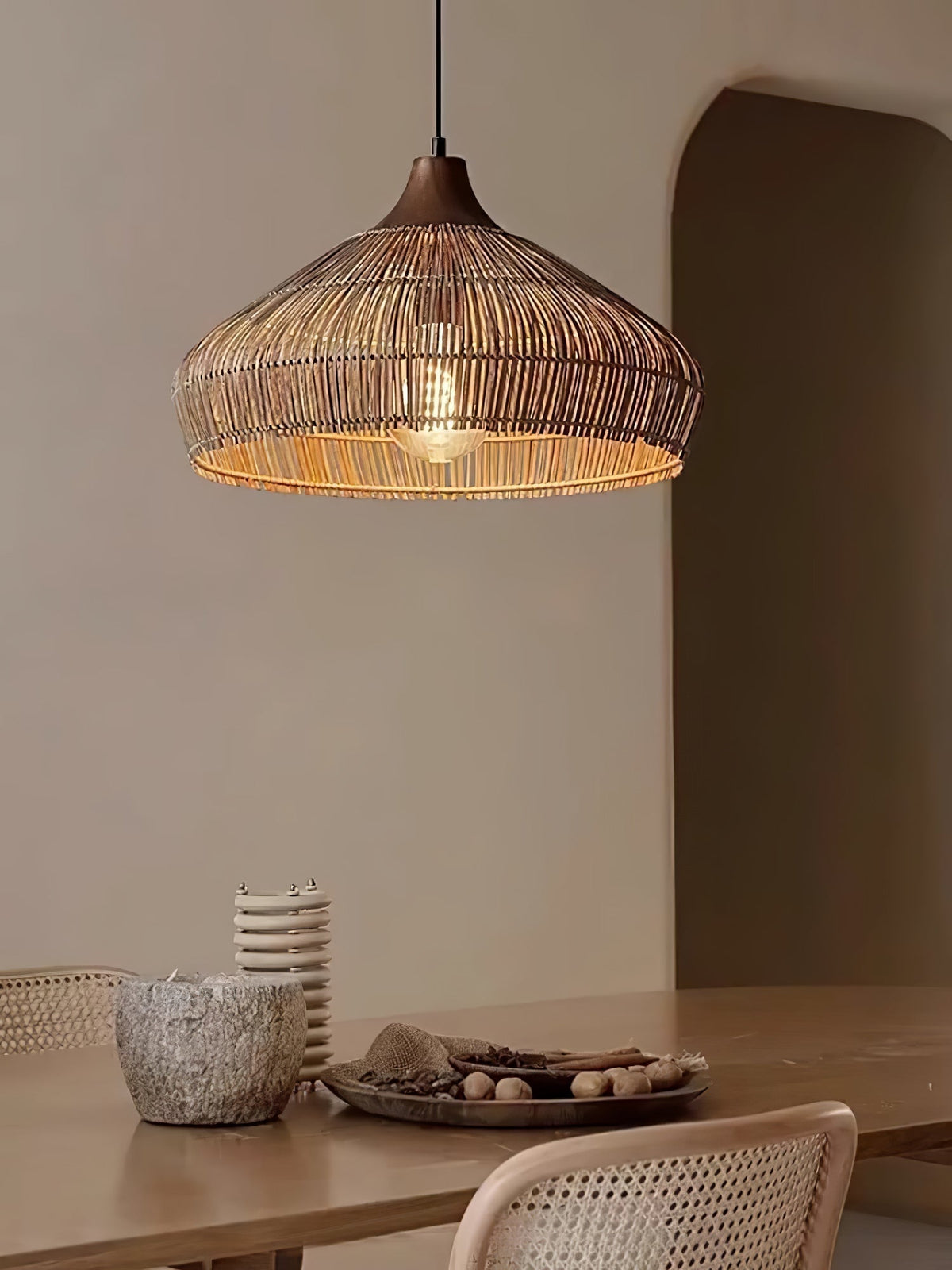 Lythean elegantie Art hanglamp van rotan en hout