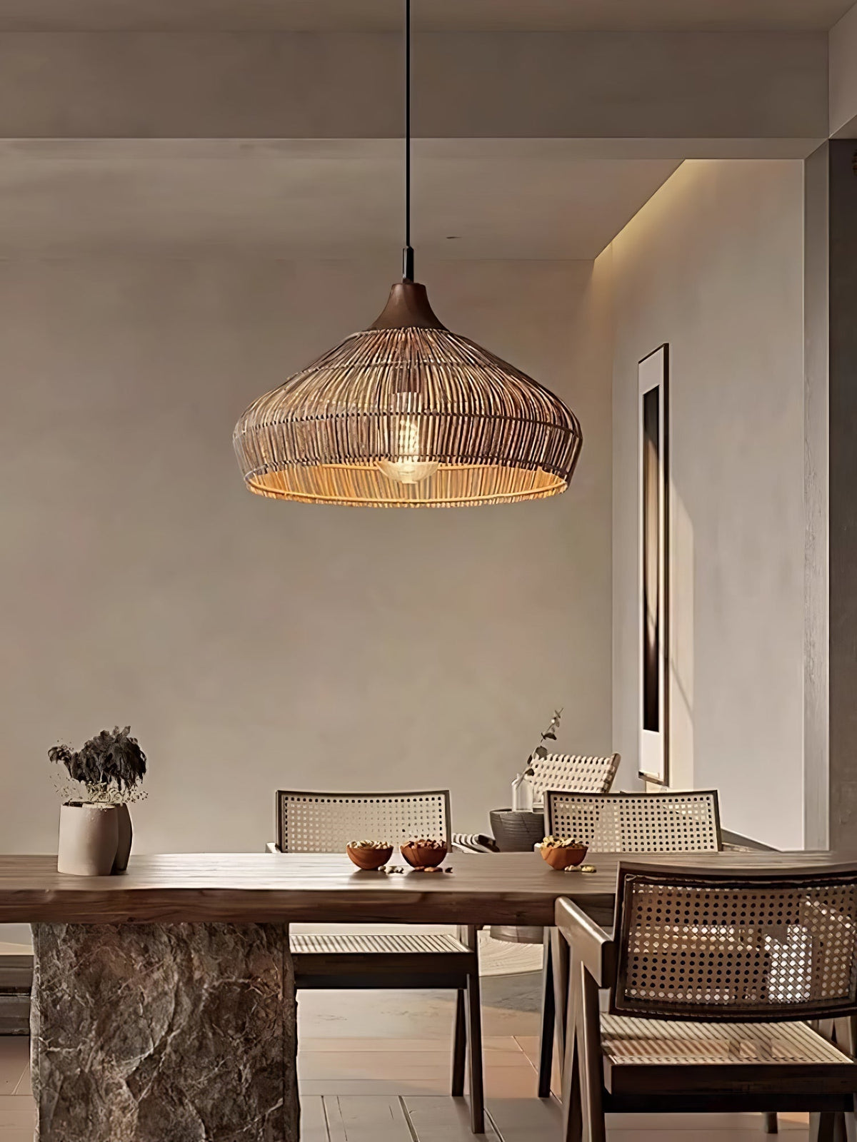 Lythean elegantie Art hanglamp van rotan en hout