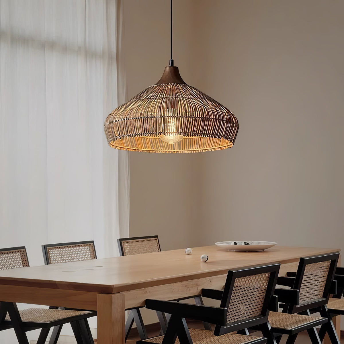 Lythean elegantie Art hanglamp van rotan en hout