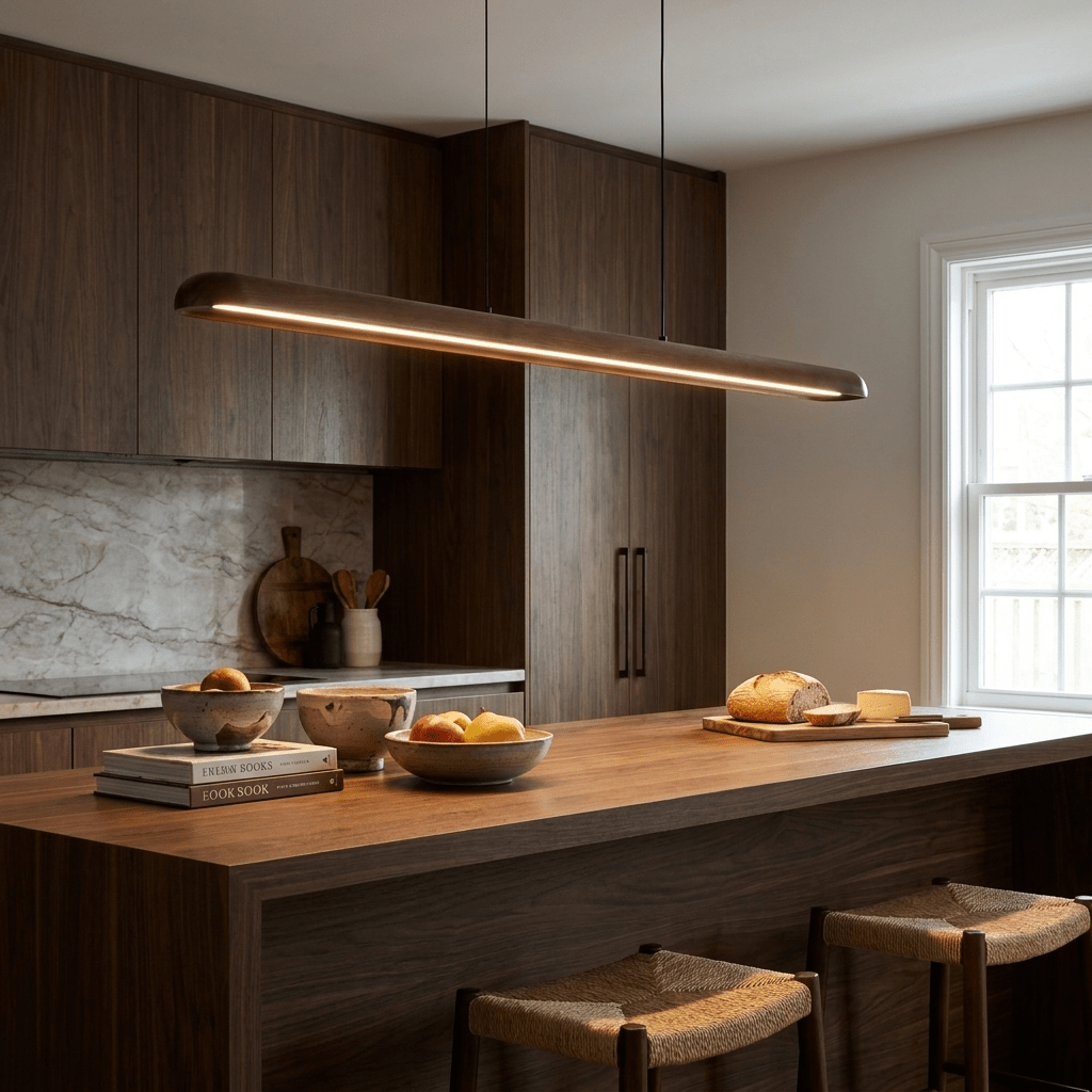 Wide hout Linear hanglamp