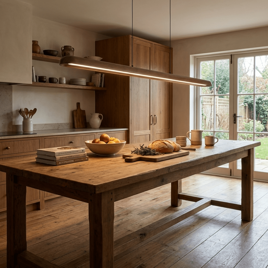 Wide hout Linear hanglamp