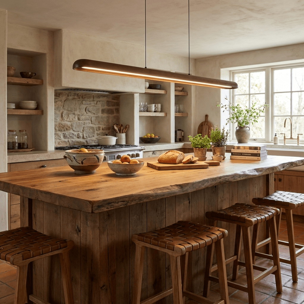 Wide hout Linear hanglamp
