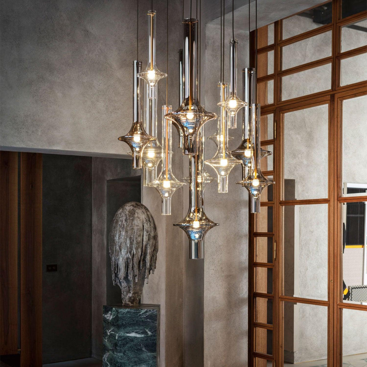 Sarenol glas industriële glamoureus hanglamp