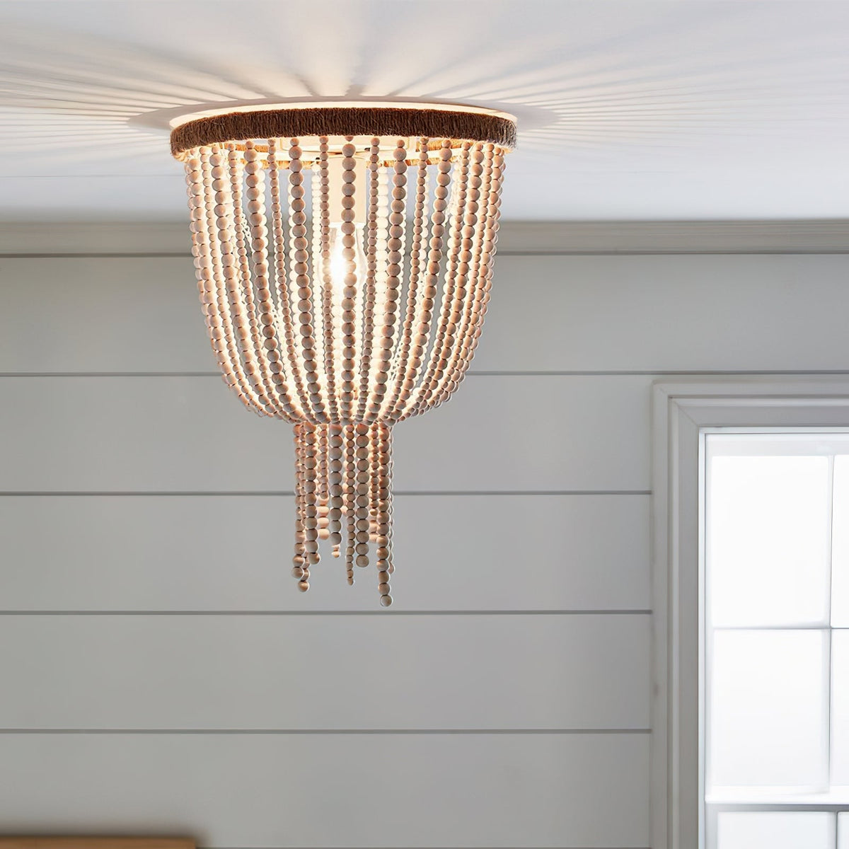Ildvuvyn Moderne plafondlamp van hennepkoord met metalen kralen