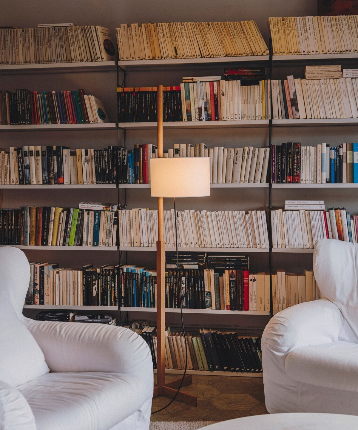 Jex Houten Stoffen vloerlamp