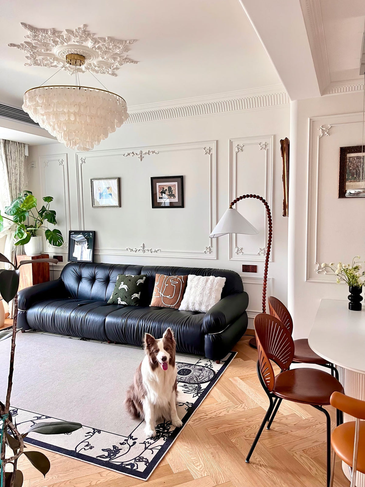 Nadia Moderne vloerlamp van walnoothout