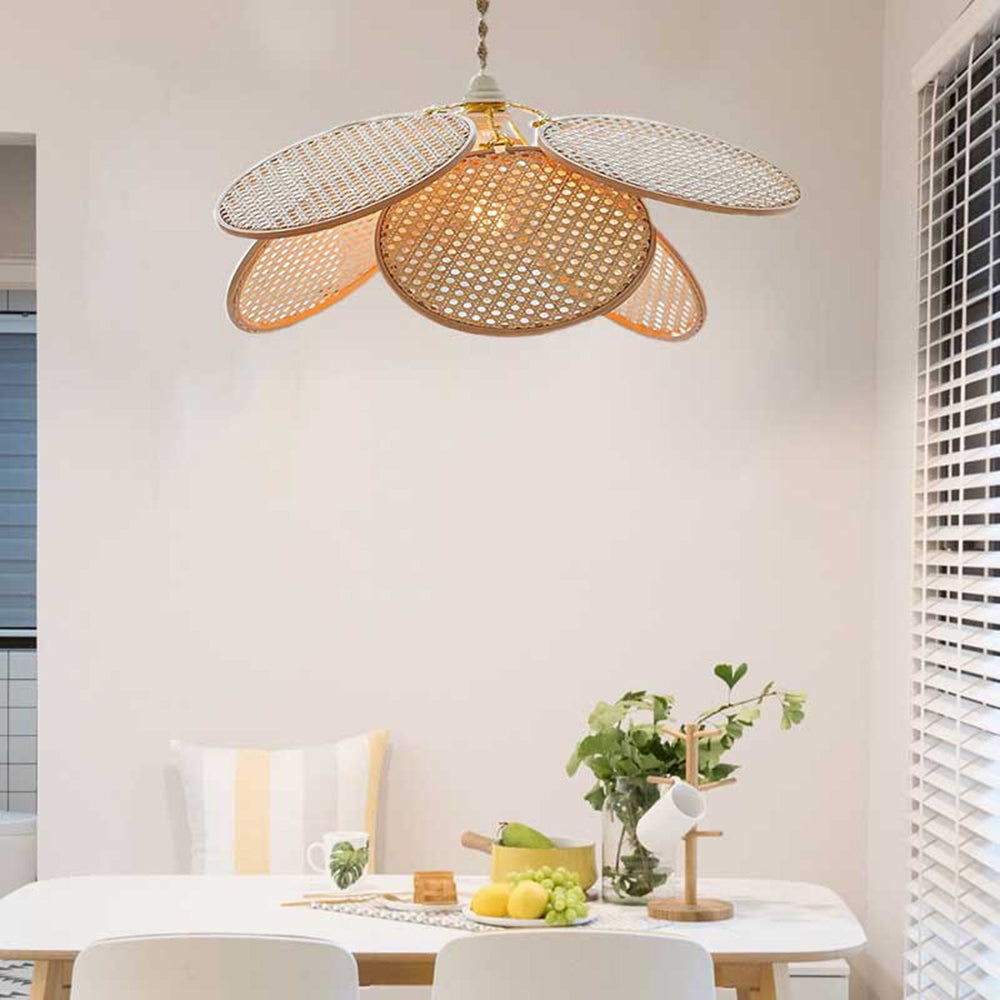 Ritta Franse Landelijke Rotan Weef Hanglamp Hout Slaapkamer