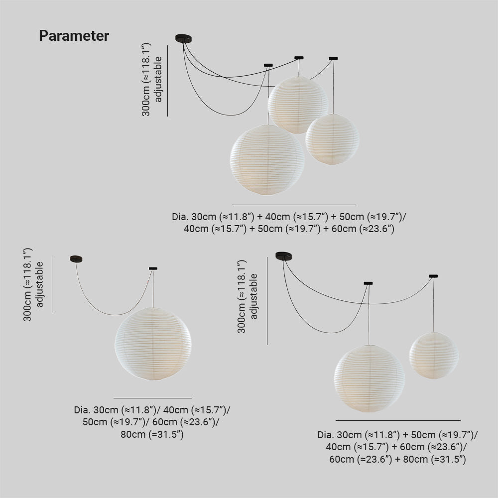 Ritta Wabi-sabi Globe Metaal Papier LED Hanglampen Woonkamer Slaapkamer