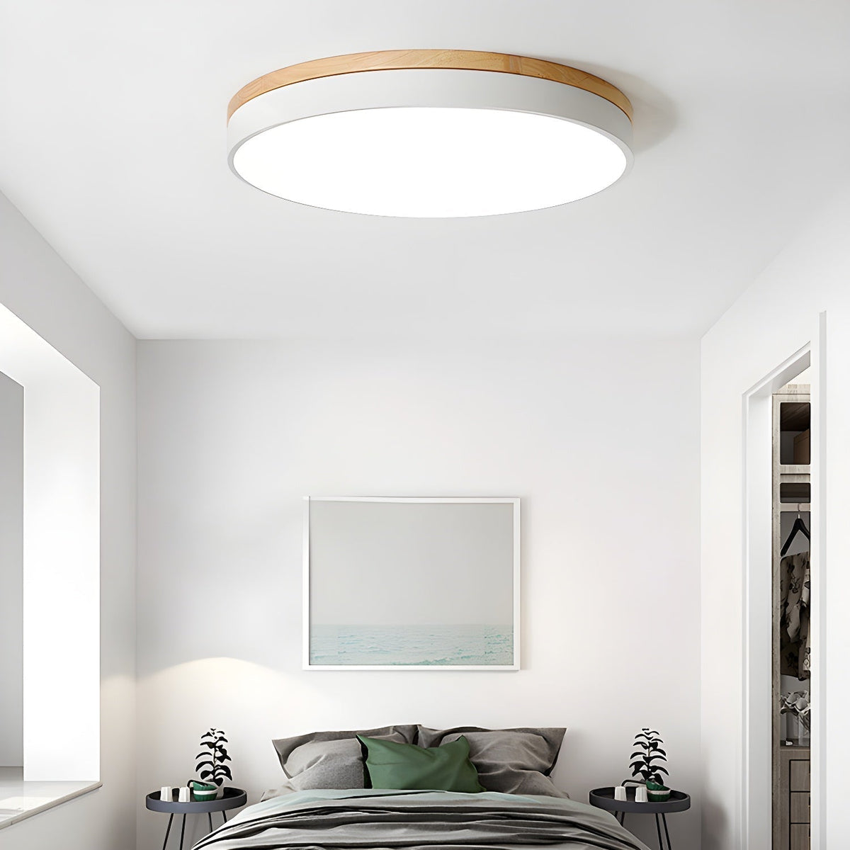 Mireth Plafondlamp Rond Hout Grijs modern Minimalistisch