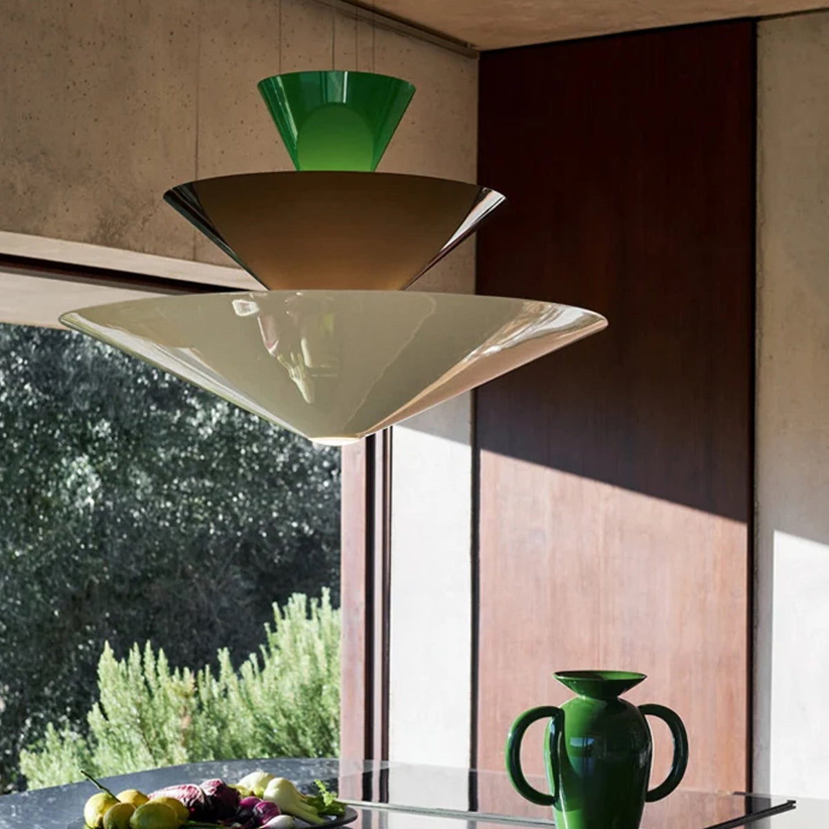 Pyramia hanglamp met gestapelde kleurblokken