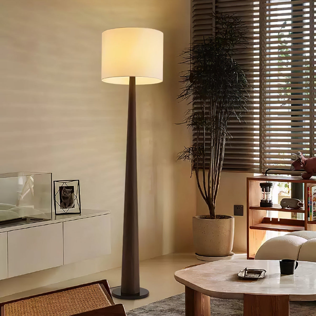 Ersilir Cylindrische houten vloerlamp