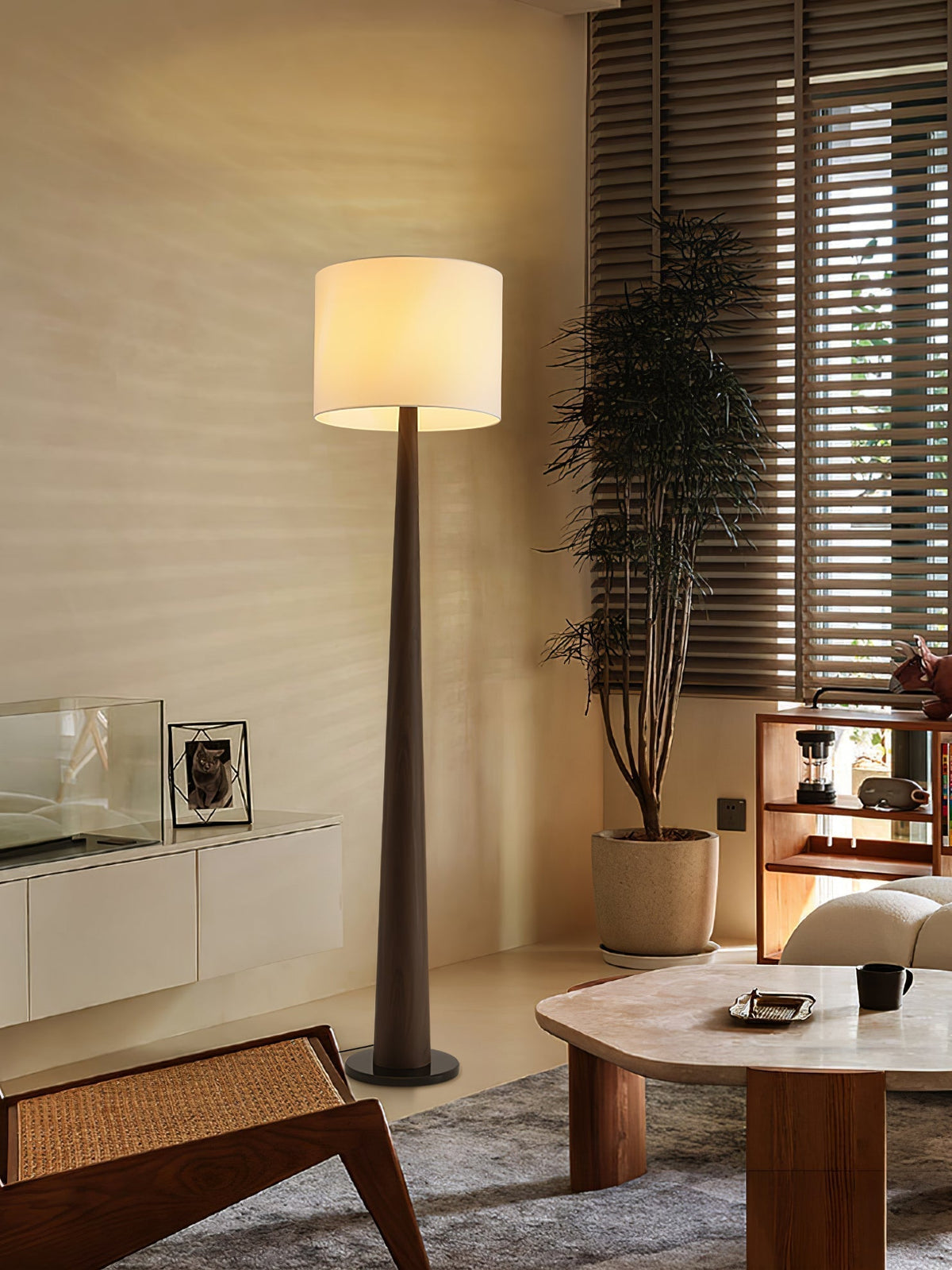 Ersilir Cylindrische houten vloerlamp