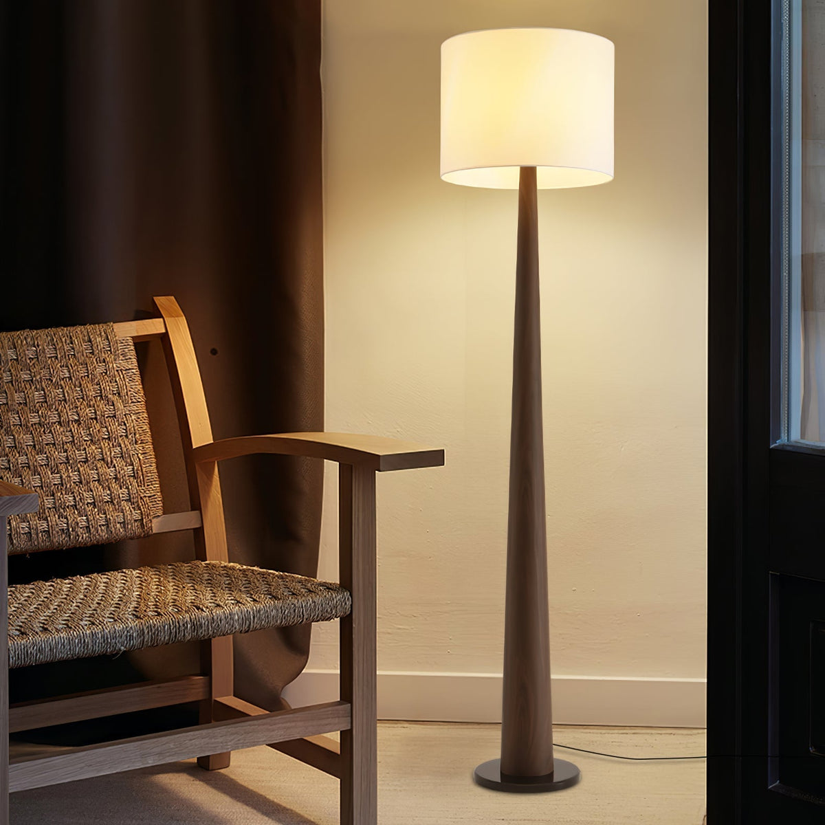 Ersilir Cylindrische houten vloerlamp