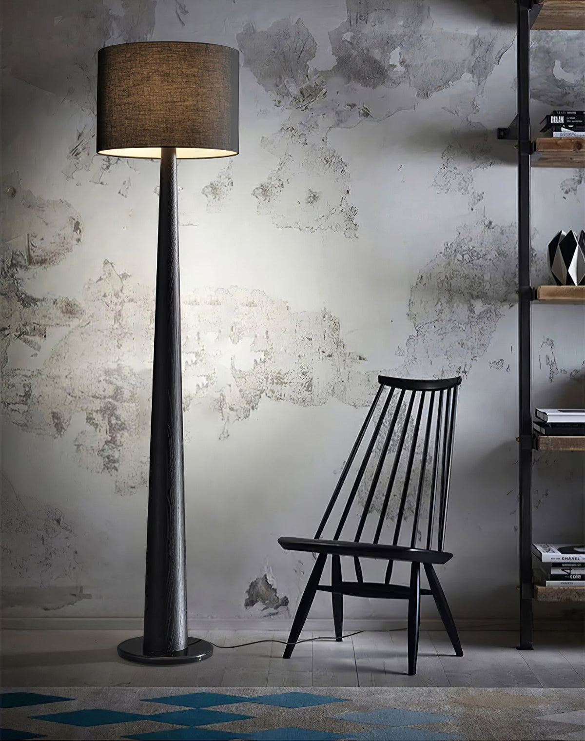 Ersilir Cylindrische houten vloerlamp