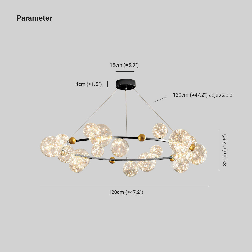 Valentina Modern Cirkel Round Metaal Glas Hanglampens Woonkamer Slaapkamer