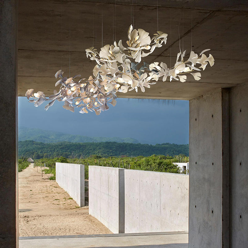 Olivia Design Ginkgoblad LED Kroonluchters Goud/Wit Metaal/Keramisch Slaap/Eet/Woonkamer