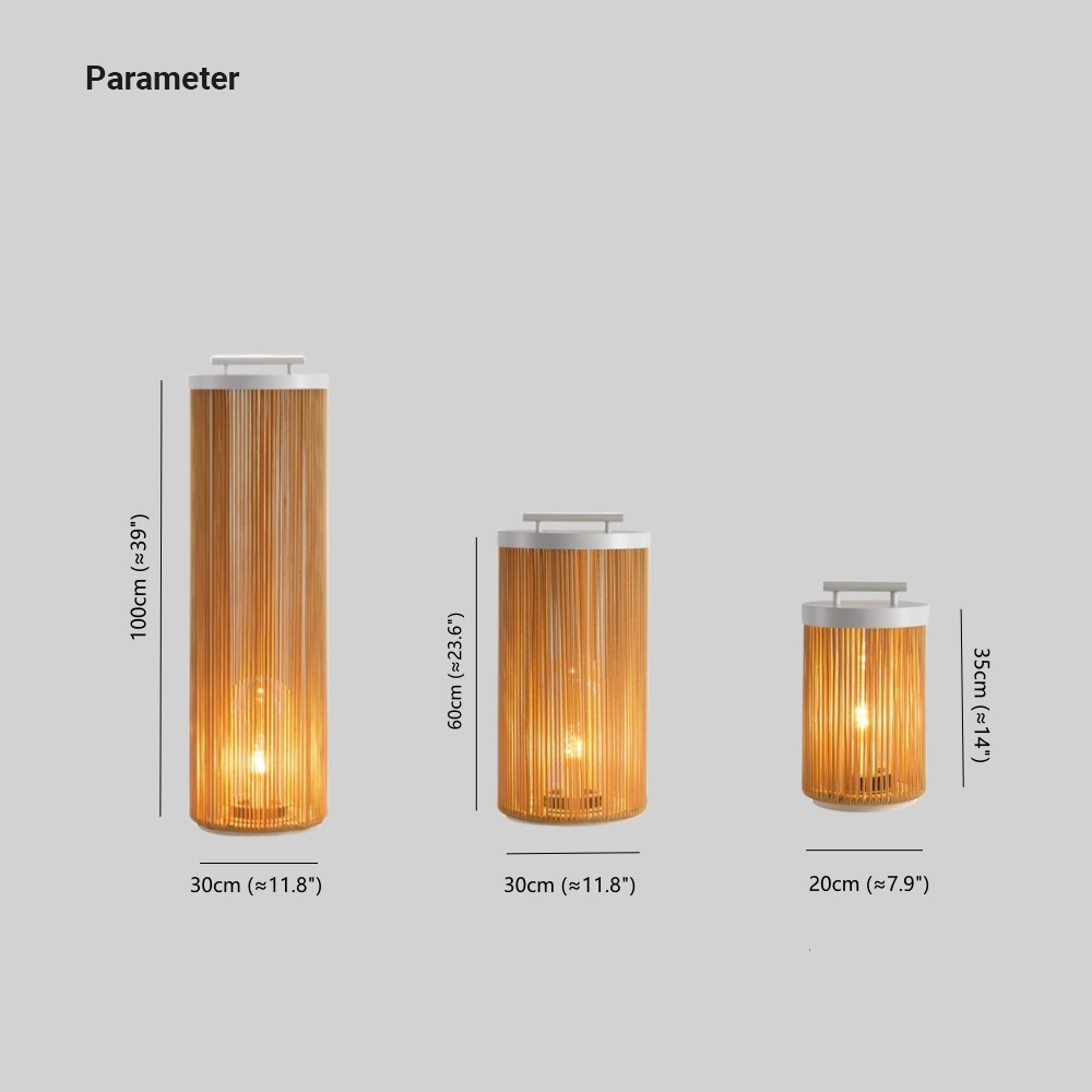 Ritta Retro LED Buiten Vloerlamp Kaki Metaal/Rattan Tuin