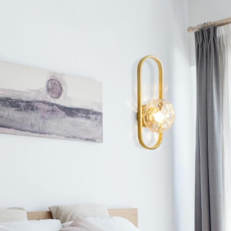 Valentina Moderne Globe Wandlamp Voor Op Het Bed Metaal/Glas Voor Goud/Zwart Slaap/Leeskamer