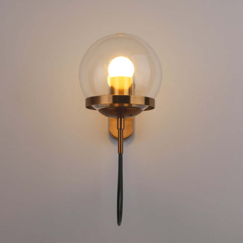 Alessio Retro Rustieke Glazen Design Wandlamp Zwart/Brons Woonk/Eetkamer