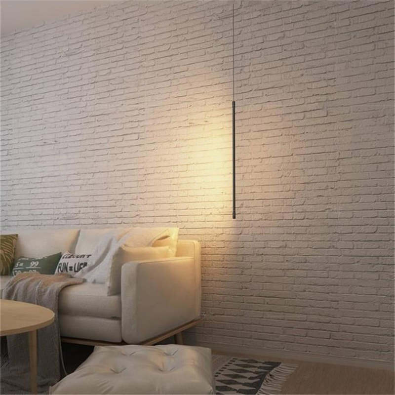 Edge Moderne Minimalistische Lineaire Hanglampen Zwart Metaal Woonkamer Slaapkamer