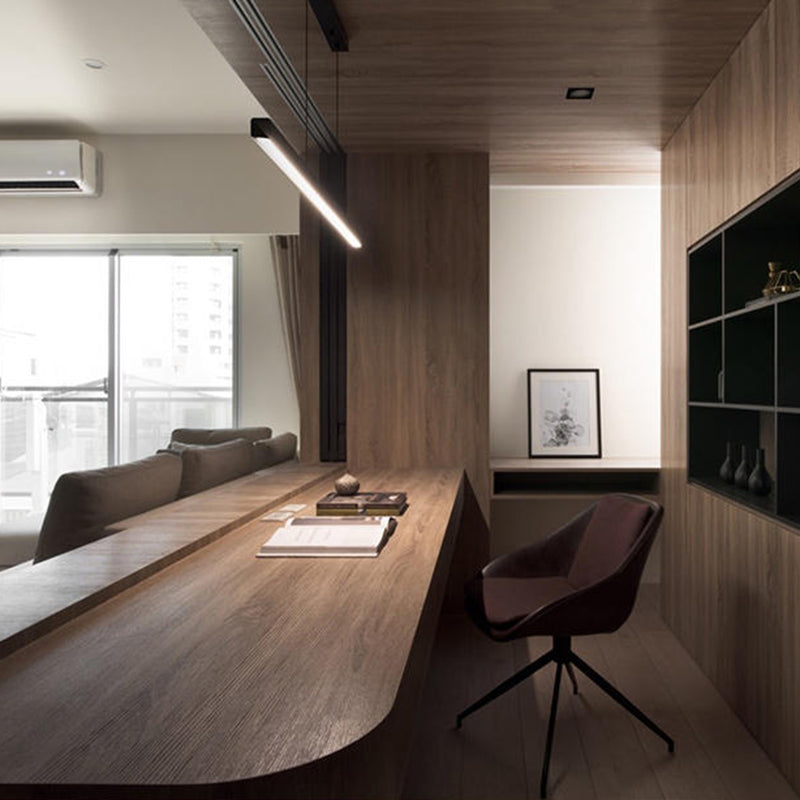 Edge Industriele LED Hanglamp Zwart Wit Metaal Hout Eetkamer