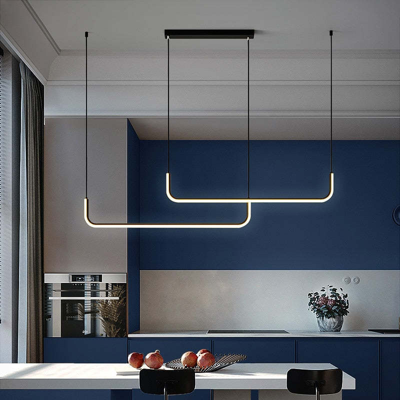 Edge Design Lijn LED Hanglamp Zwart/Goud Metaal/Silicone Slaap/Eet/Woonkamer