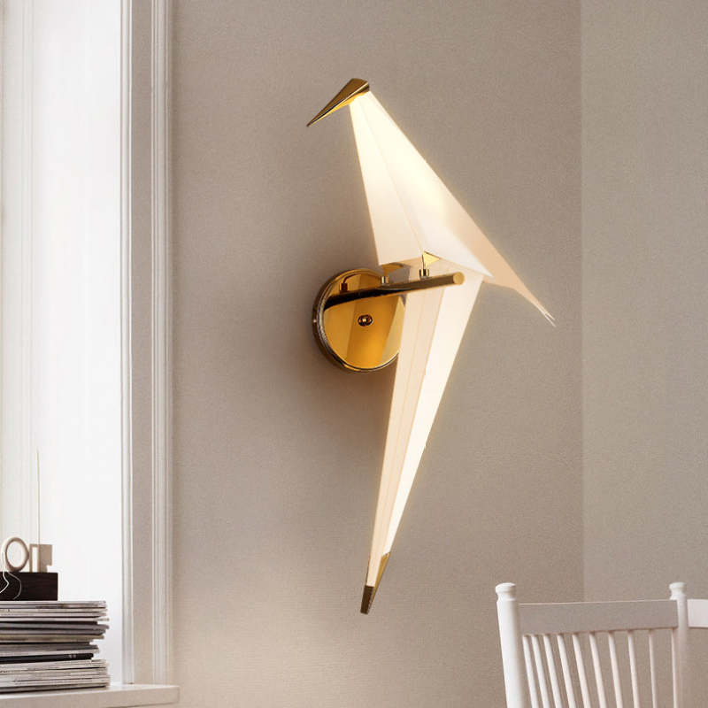 Clifford Art-Deco Vogel LED Wandlamp Wit Metaal/Acryl Slaapkamer
