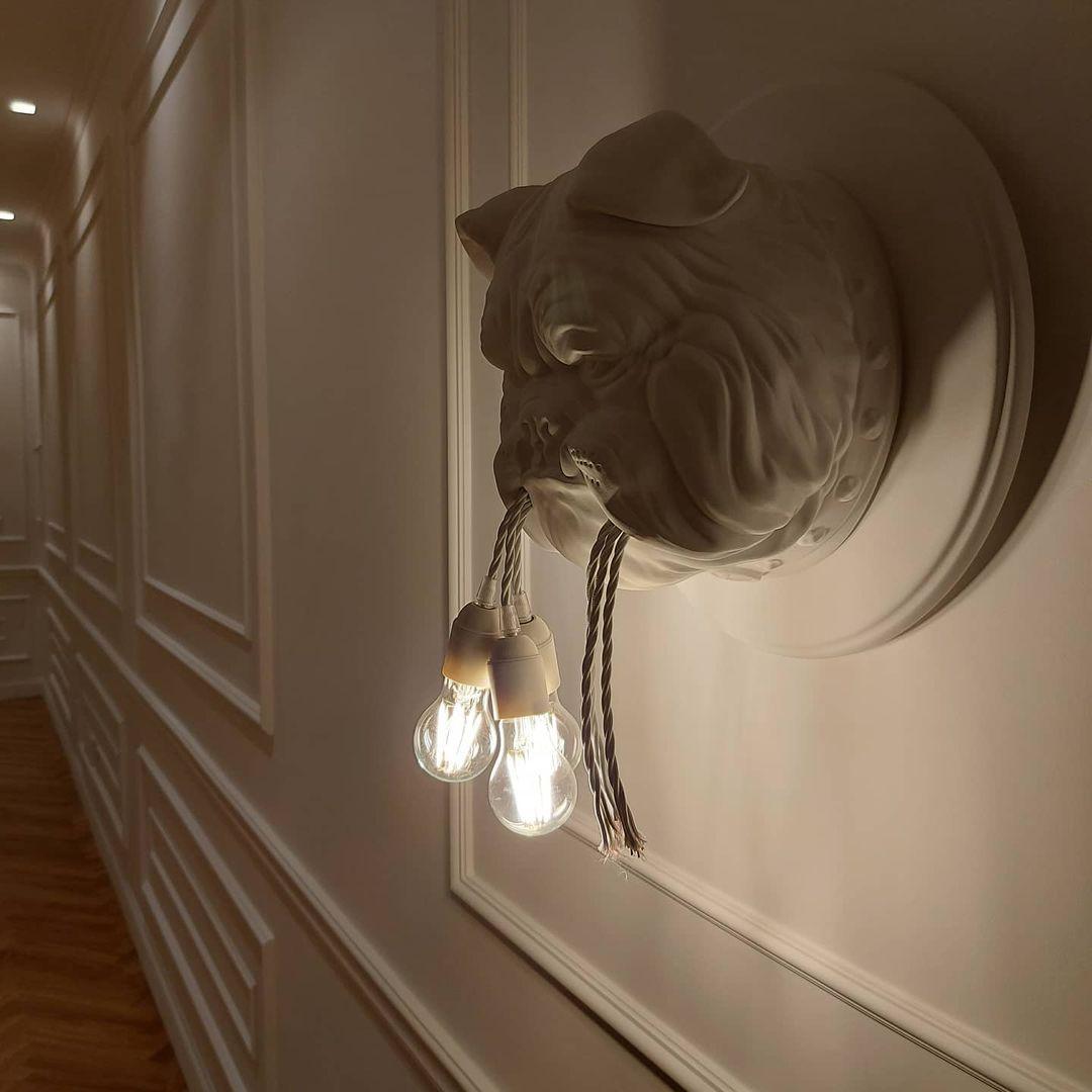 Umeri wandlamp Bulldog Sculpture Whimsical
