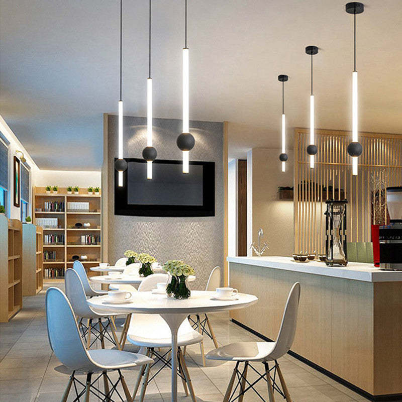 Edge Minimalistisch LED Hanglampen Zwart Wit Metaal Glas Eetkamer