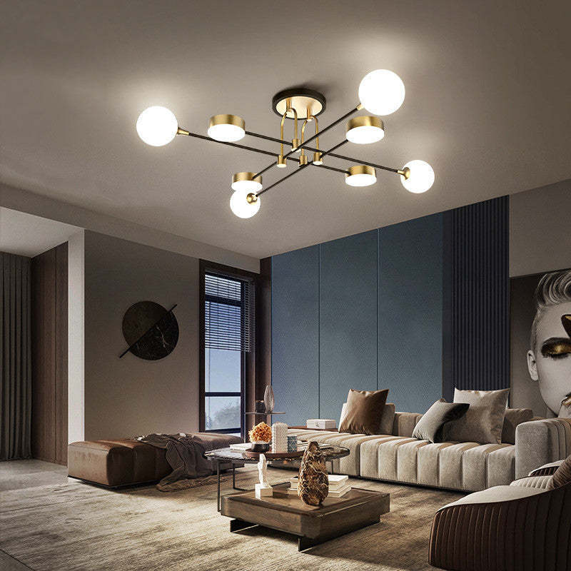 Valentina Industrial Moderne LED Plafondlamp Goud Metaal Glas Woonkamer