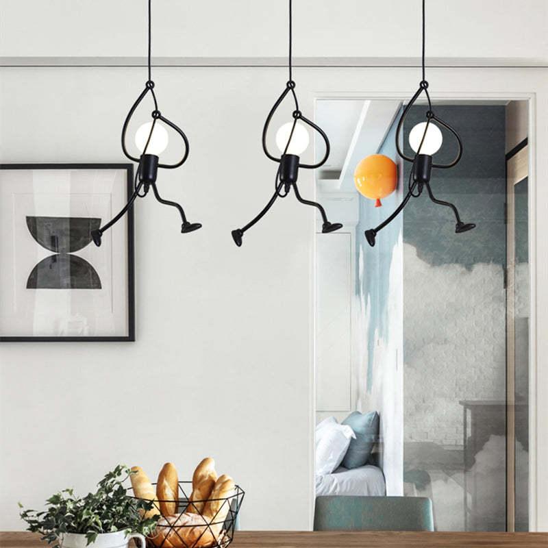 Salgado Retro Design Man LED Hanglamp Metaal Zwart/Wit Slaap/Woon/Eetkamer