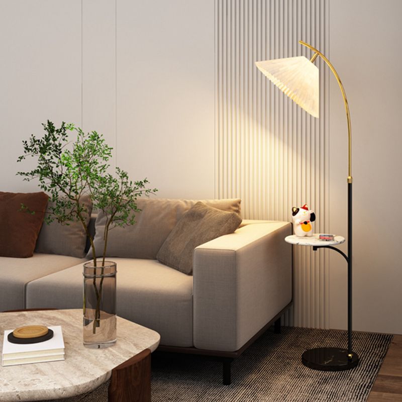 Ozawa Moderne Design LED Geplooide Metalen Vloerlamp Wit/Hout/Notenhout Eetkamer/Woonkamer