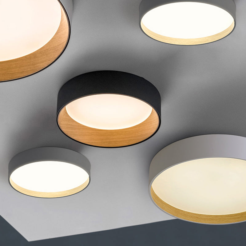 Quinn Ronde LED Plafondlampen Zwart Wit Acryl Metaal Eetkamer Slaapkamer