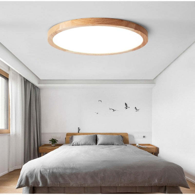 Ozawa Moderne Ronde LED Plafondlamp Hout/Acryl Slaap/Eet/Woonkamer