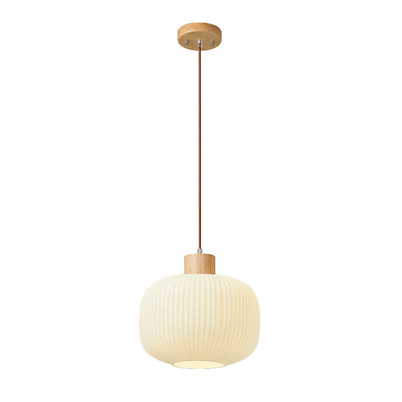 Ozawa Vintage Lantaarnvorm LED Hanglampen Wit Hout/Glas Slaapkamer/Eetkamer