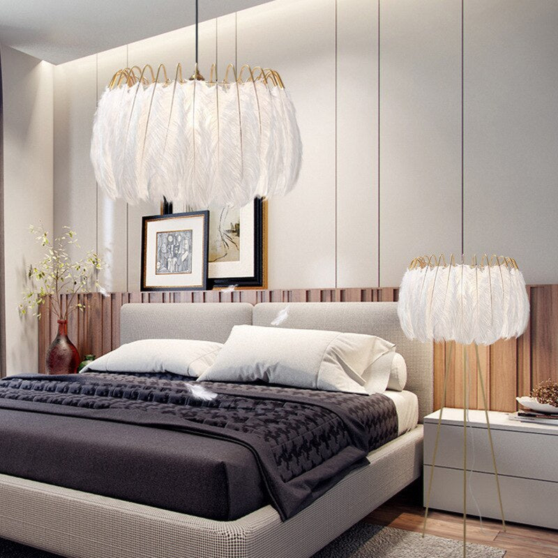 O'Moore Moderne Crown Shaped Hanglampen Zwart/Wit Metaal Veren Slaapkamer