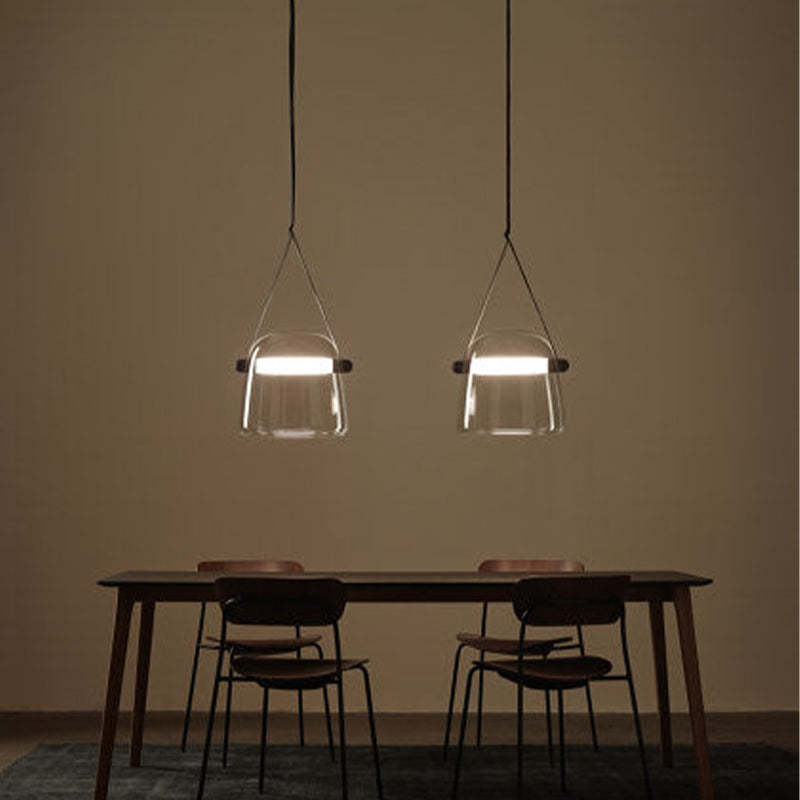 Cairns Modern Nordic Design LED Hanglamp Grijs/Wit Leer/Glas Slaap/Eet/Woonkamer