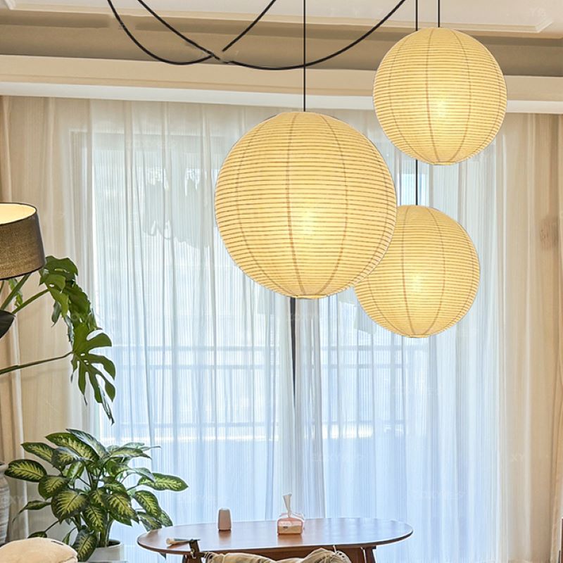 Ritta Wabi-sabi Globe Metaal Papier LED Hanglampen Woonkamer Slaapkamer