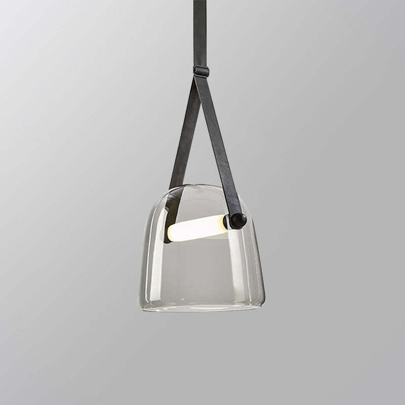 Cairns Modern Nordic Design LED Hanglamp Grijs/Wit Leer/Glas Slaap/Eet/Woonkamer