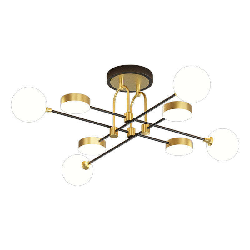 Valentina Industrial Moderne LED Plafondlamp Goud Metaal Glas Woonkamer