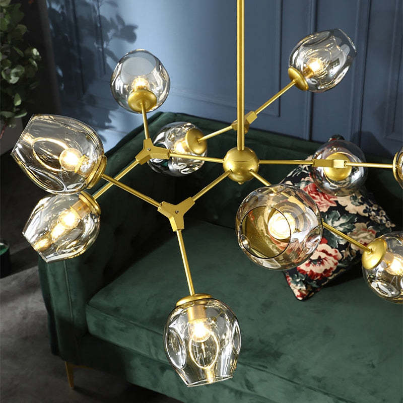 Valentina Moderne Bubbel LED Hanglamp Metaal/Glas Zwart/Goud Woonkamer/Slaapkamer