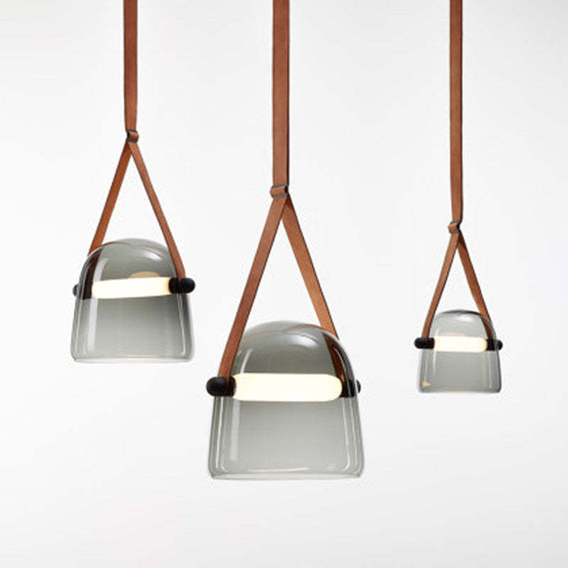 Cairns Modern Nordic Design LED Hanglamp Grijs/Wit Leer/Glas Slaap/Eet/Woonkamer