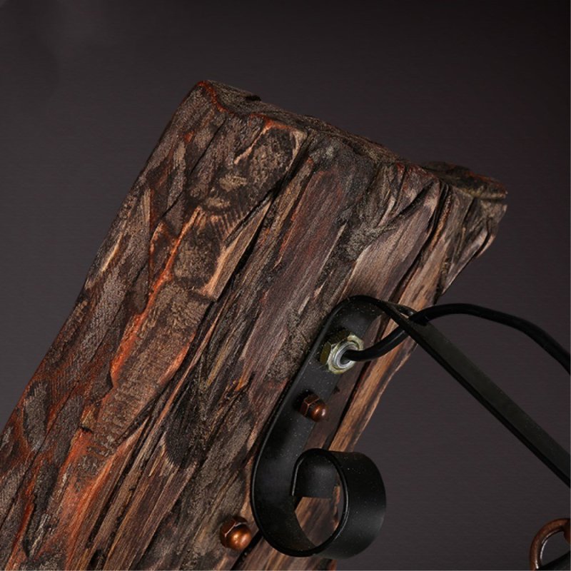 Alessio Retro Lantern LED Wandlampen Zwart Bronze Metaal Hout Slaapkamer